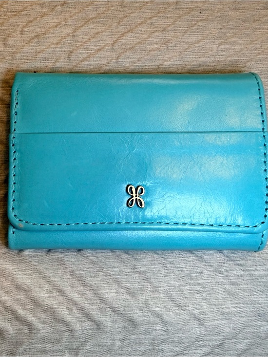 HOBO Handbags - HOBO Turquoise Leather Wallet with Floral Metal Accent
